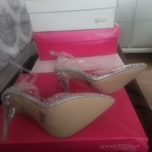 Ladies clear heels, size 8